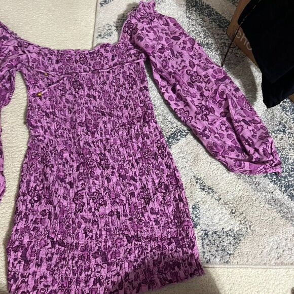 Free People Womens Smock It To Me Smocked Floral Mini Dress In Azalea Combo S - Picture 9 of 15